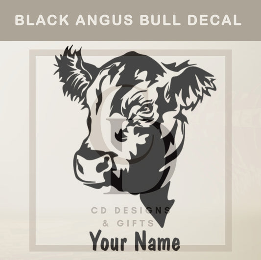 Black Angus Bull Car Decal: Angus Cow Decal: Vinyl Livestock Show Car Sticker | Custom Vinyl Decal, FFA, 4-H. AG