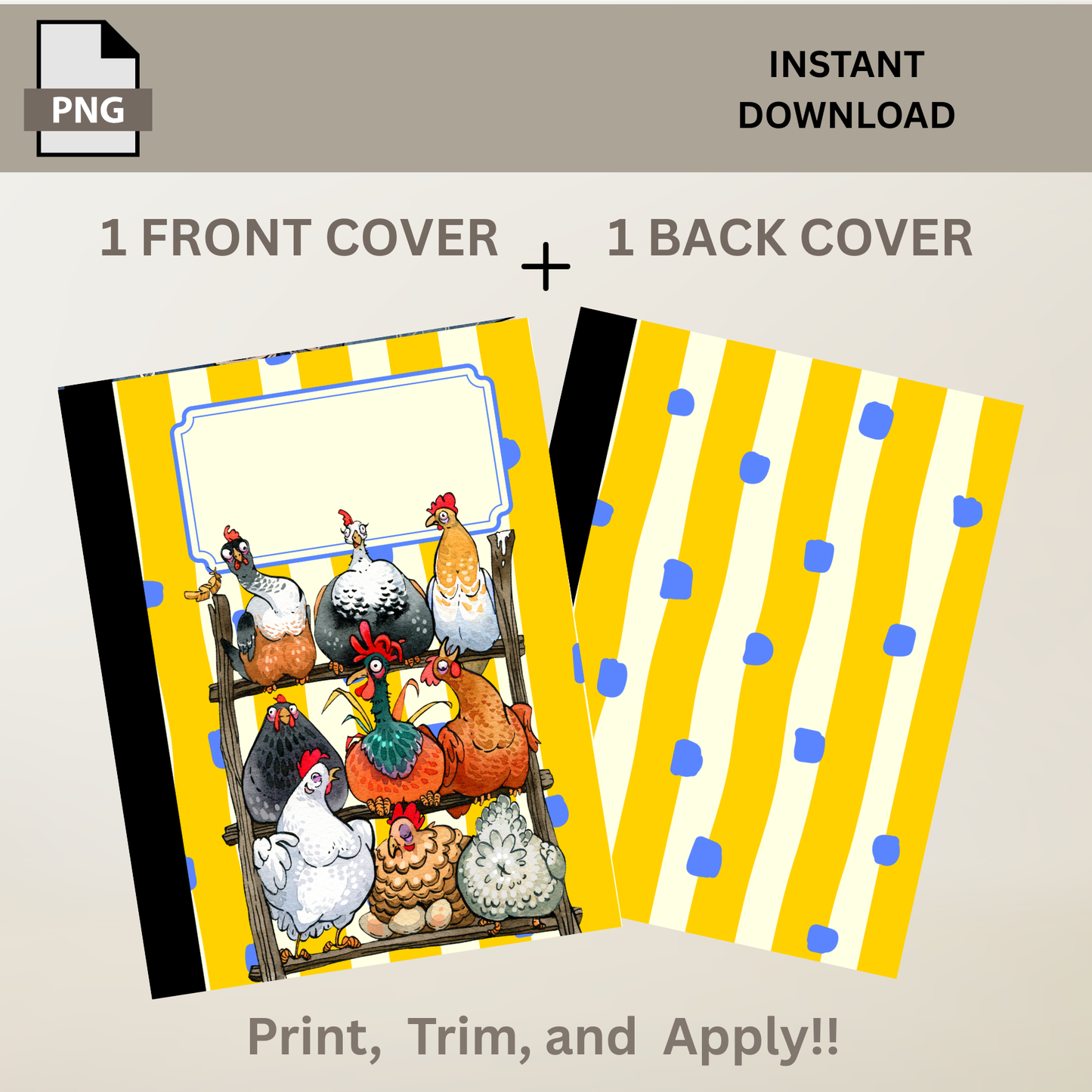 School Composition Notebook Custom Chicken Roost PNG Digital File