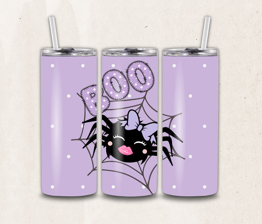 Boo Spider Tumbler Wrap PNG, 20oz Skinny Tumbler Sublimation Halloween Tumbler PNG, Spooky Season Tumbler