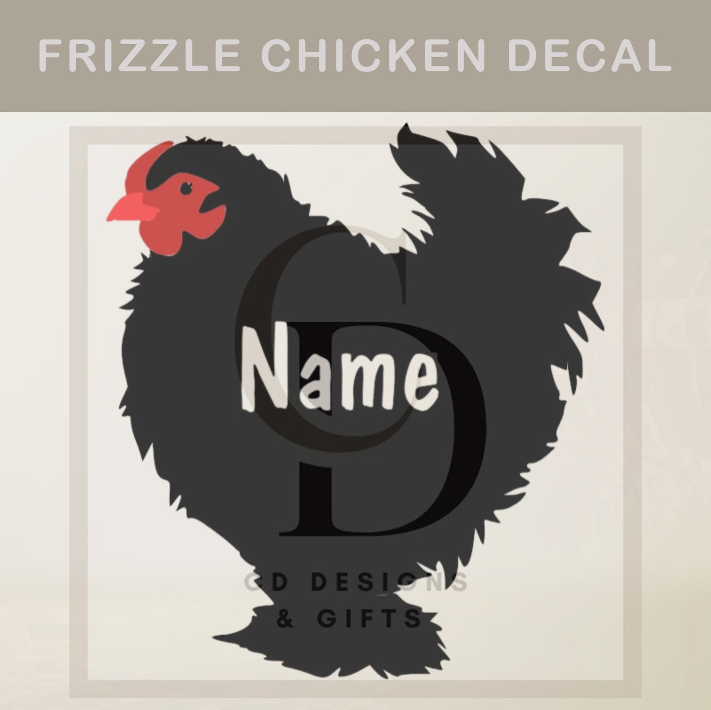 Custom Frizzle Chicken/ Rooster Vinyl Decal: Farmhouse Car Decor | Personalized Custom Vinyl Sticker