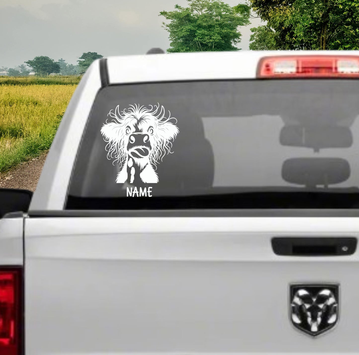 Highland Cow Decal | Car Cow Sticker | Custom Vinyl Decal