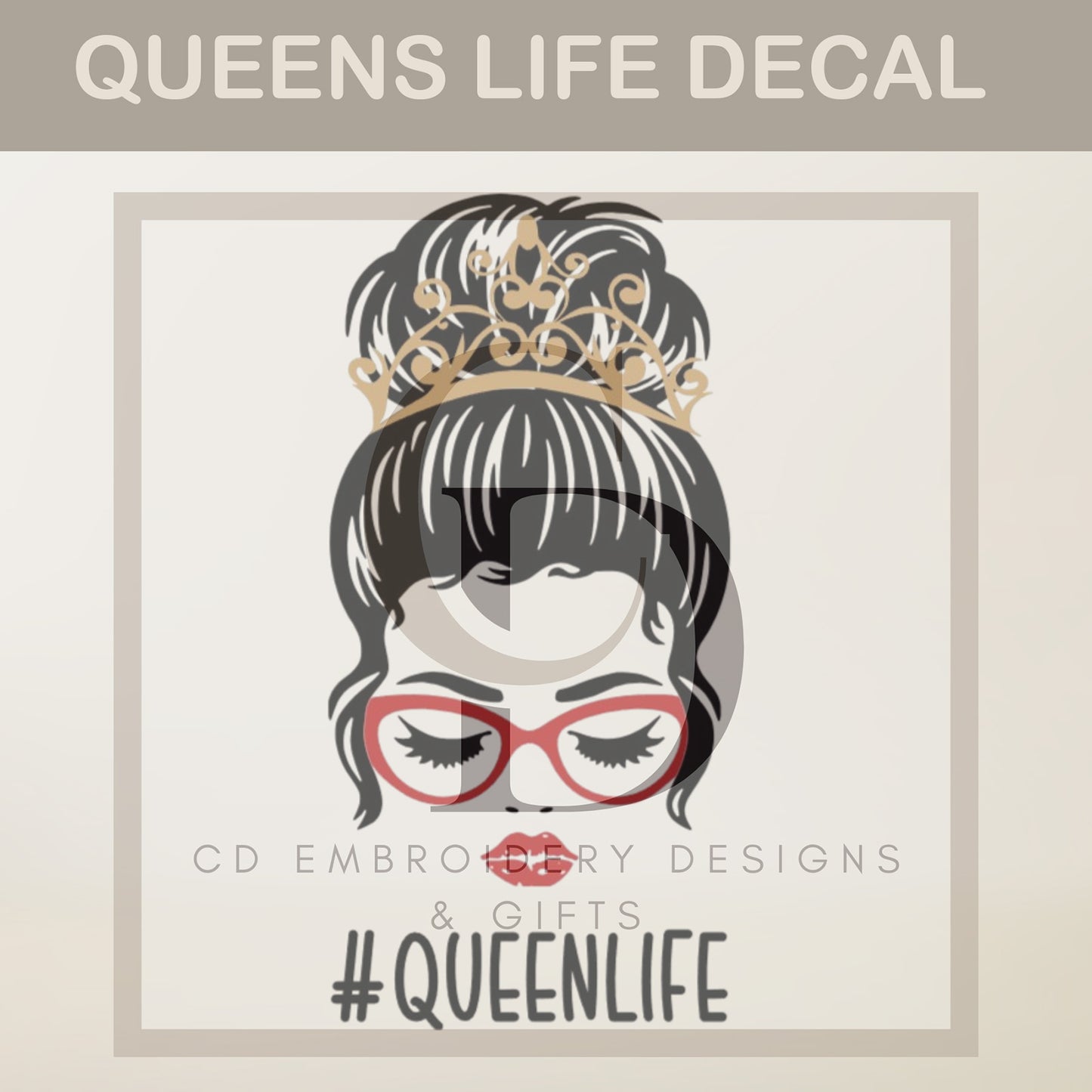 Queens Life Messy Bun Vinyl Decal, Personalized | Pageant Decal