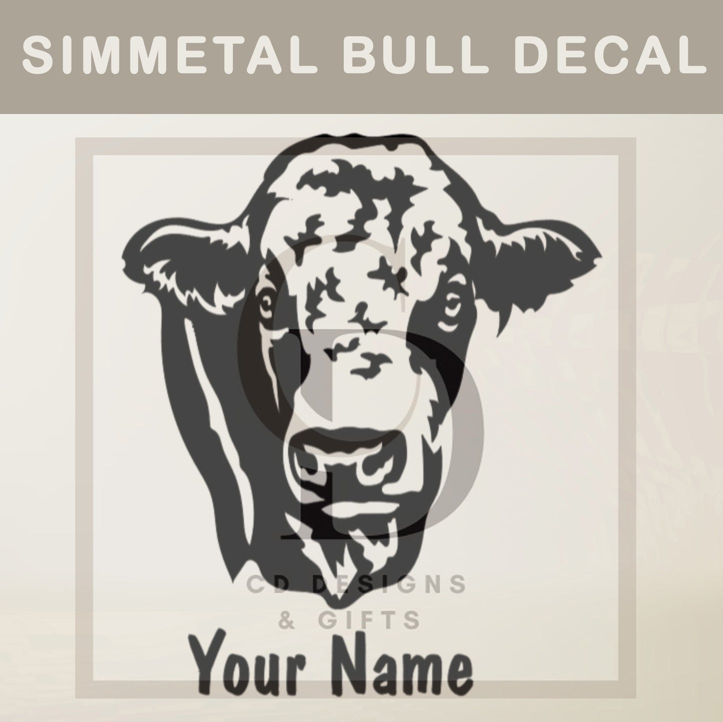Simmental Bull Cattle Decal, Personalized Custom Livestock vinyl Sticker Car Decal, FFA, 4-H. AG