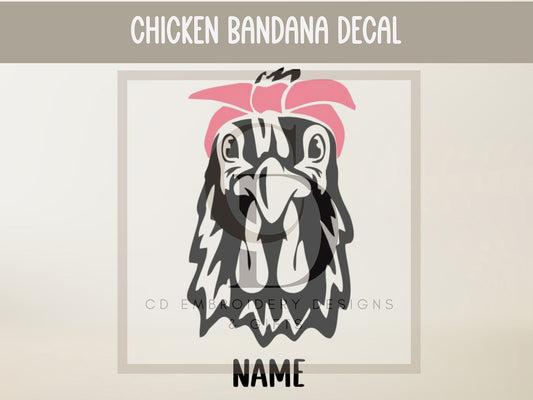 Chicken With Bandana Car Decal | Rooster Decal | Personalized Custom Vinyl Decal