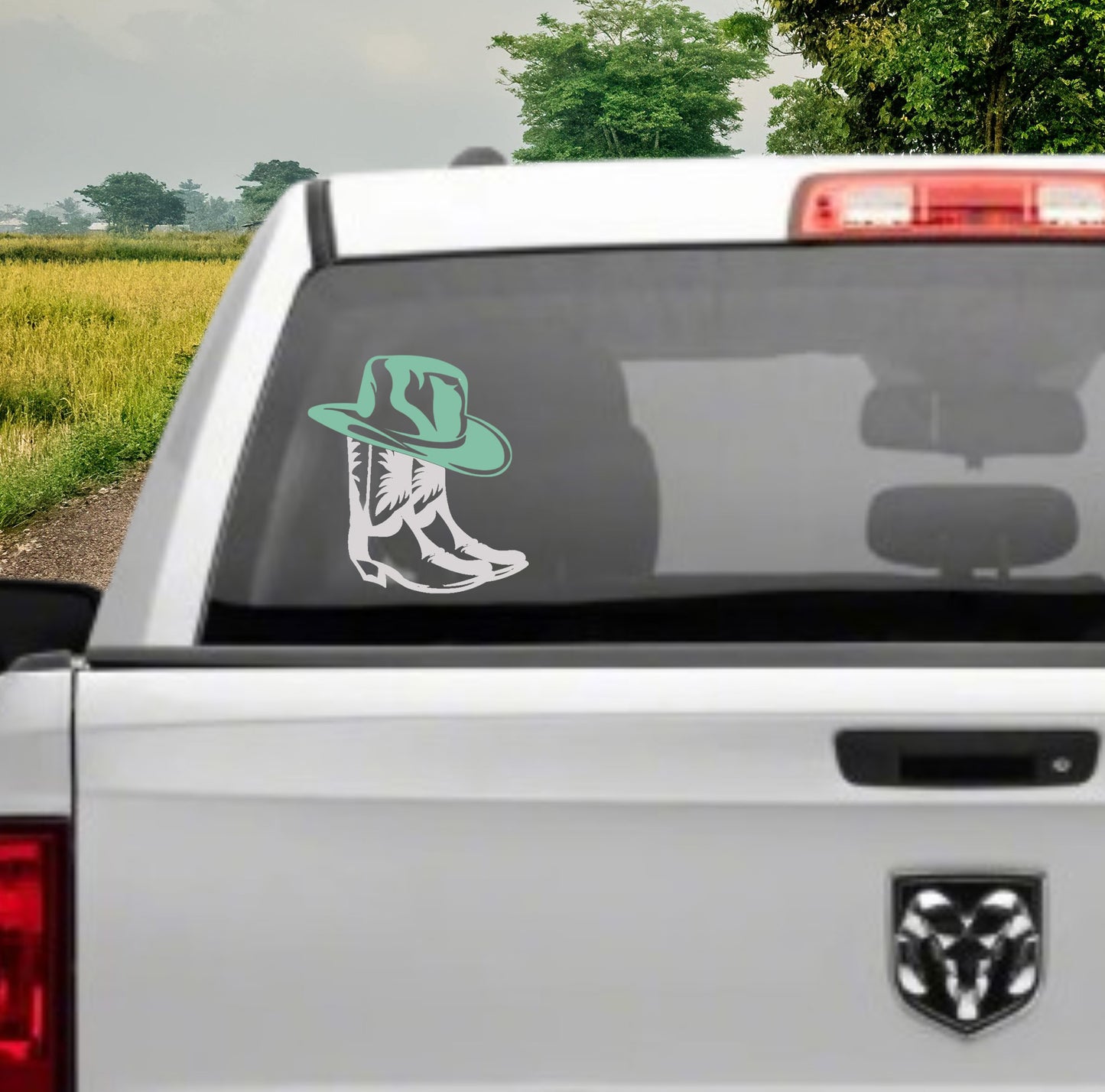 Cowboy Boots Hat Vinyl Decal Personalized