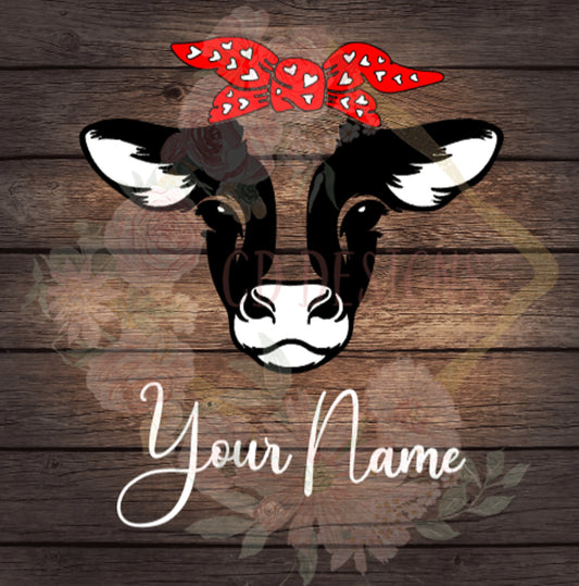 Cow Head Bandana Vinyl Decal Personalized