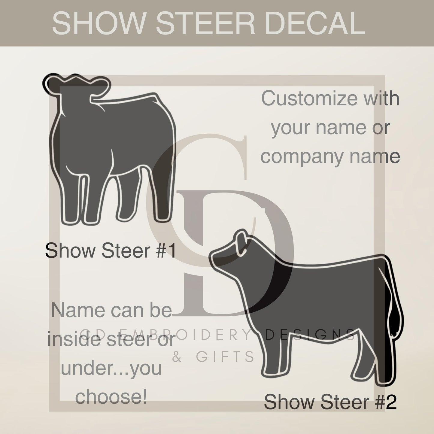 Show Steer Livestock Vinyl Decal: Custom Cow Car Decor / Custom Cattle Sticker